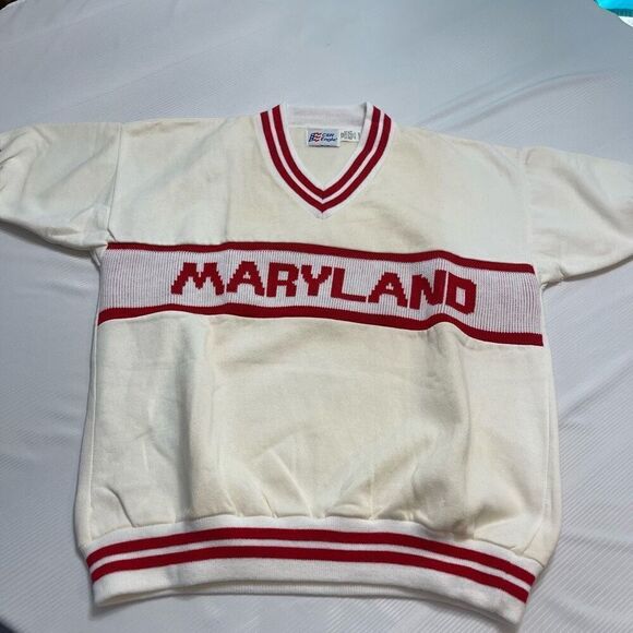 Cliff Engle Vintage 80s Maryland Short Sleeve Sweatshirt Size XL RARE